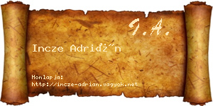 Incze Adrián névjegykártya